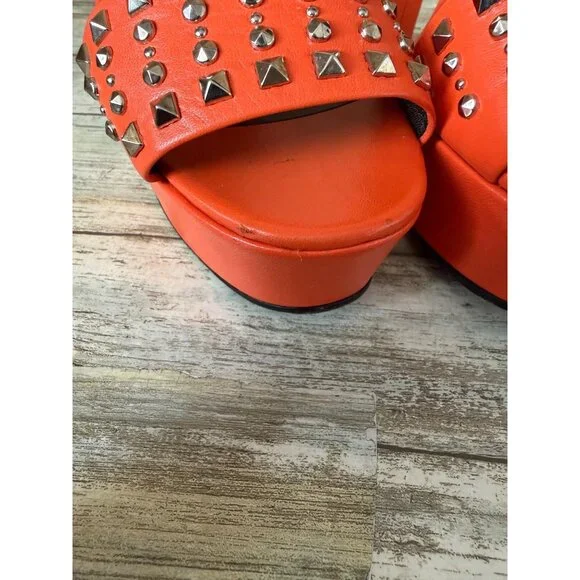 Gucci Malaga Kid Orange Leather Studded Platform Heels EU 40 Box Dust Bag w/COA - Picture 15 of 16